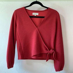 NWOT Madewell Texture & Crepe Wrap Blouse Crimson